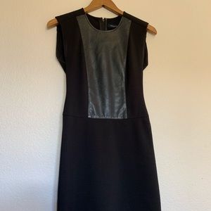 French Connection black with leather mini dress.